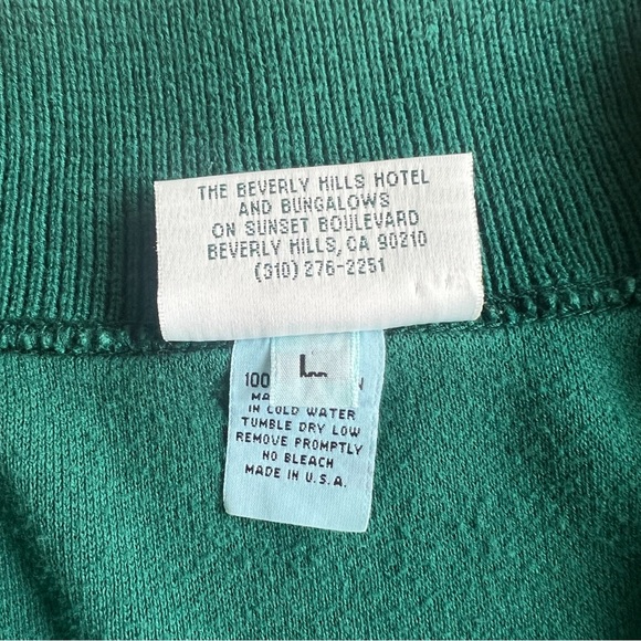 *Rare* Vintage Beverly Hills Hotel & Bungalows Green Polo Shirt L Made in USA - Picture 5 of 11